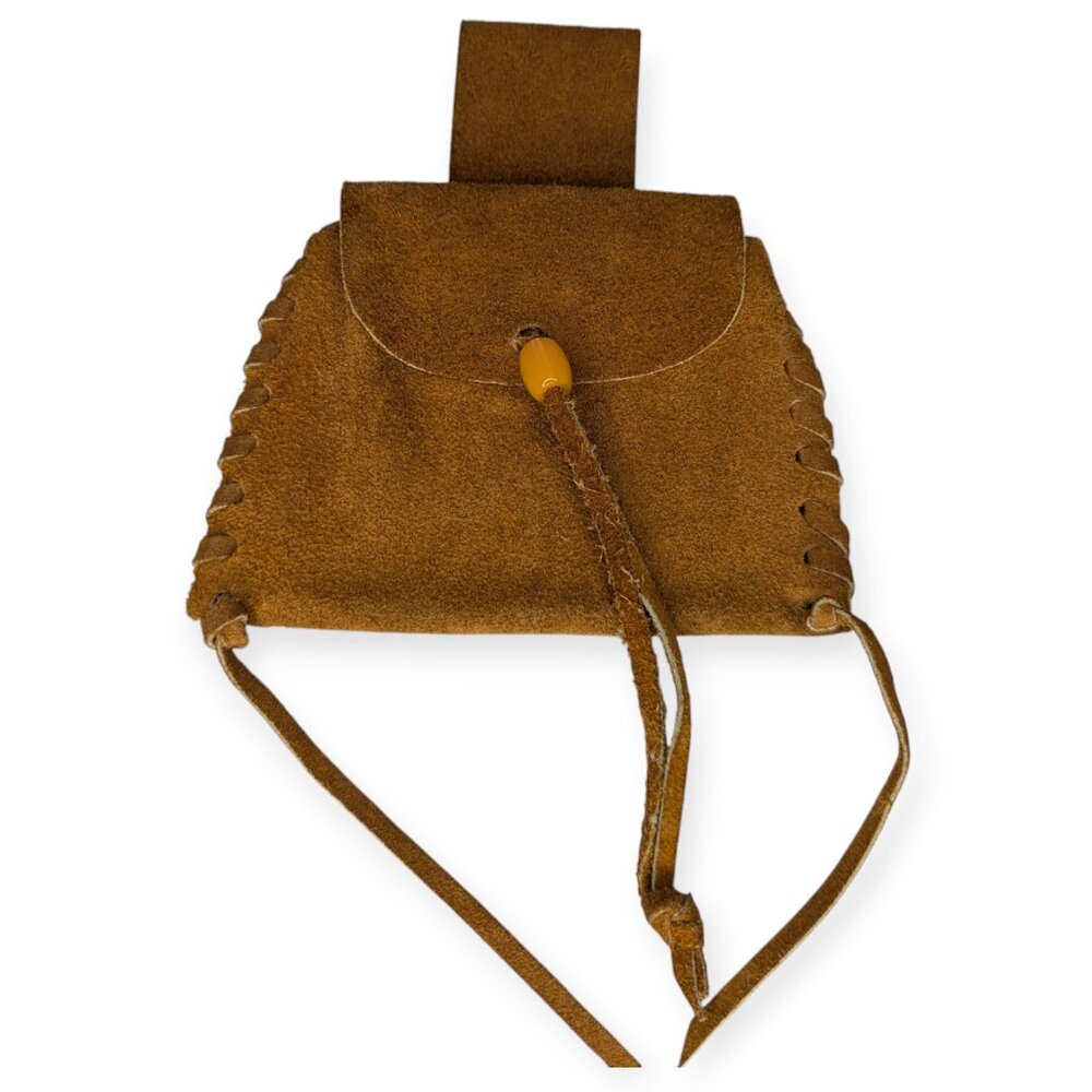 Vintage Leather Handmade Pouch with Belt Loop 6" x 6" x 1/2"